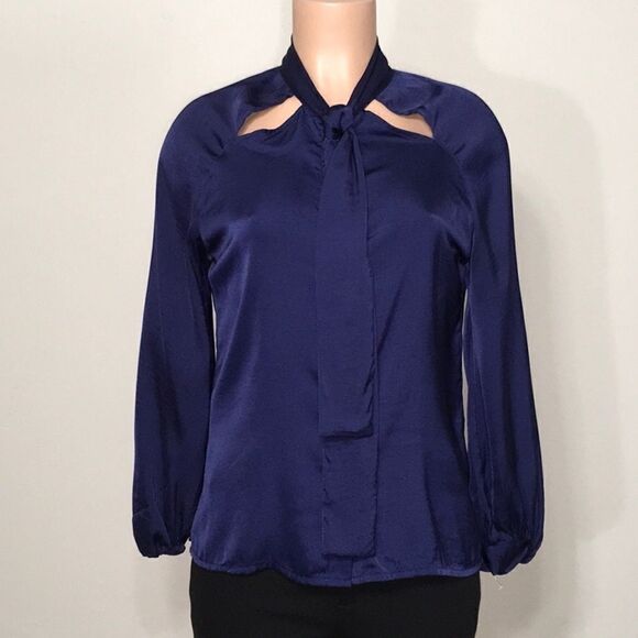 Midnight blue silky blouse. NWOT - Picture 2 of 8